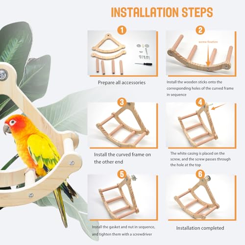Bird Stand Perch Toy,Interactive Rocking Parakeet Toy and Perch, Wooden Exercise Wheel Cockatiel Toy, Intelligence Puzzle Enrichment Toys,Bird Playground Play Stands for Conure Budgie(A) - color: R