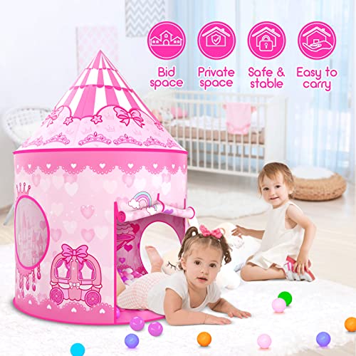 3pc Kids Play Tent for Girls with Ball Pit, Crawl Tunnel, Princess Tents for Toddlers, Baby Space World Playhouse Toys (3PC Princess Dream Tent) - style: 3PC Princess Dream Tent