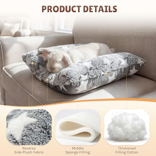 Soft Rabbit Bed, Thickened and Softer, Double-Sided(2pcs Gray+Red) | 16.5 X 18in Soft Rabbit Bed, Thickened and Softer , Double-Sided Plush Rabbit Beds,Bed for Bunnyfor Rabbits Indoor - color: Gray+red