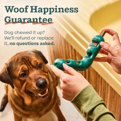 WOOF Bite n' Brush Dog Dental Chew Toy for Medium to Large Dogs 25 lbs & Up | Dog toothbrush toy, V-shaped design, reusable, easy to clean, dental dog toy - size: Large