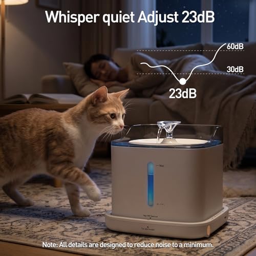 Cat Water Fountain, 2.2L Automatic Pet Water Fountain for Cats and Small Dogs, 2.4GHz WiFi App Control, Rechargeable Motion Sensor, 3 Water Modes, Detachable Tank, White - color: WHITE