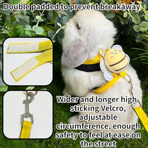 Rabbit Harness and Leash - Adjustable Bunny Harness Escape Proof for Walking Runnig Hiking Camping Outdoor,Cute Small Animal Harness Leash Set (Small) - size: Small