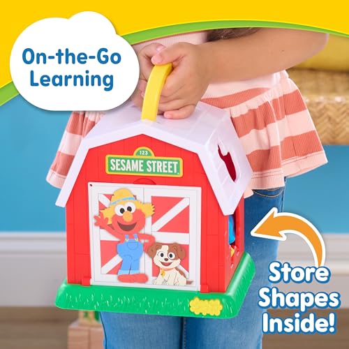 Just Play Sesame Street Elmo's Learn & Sort Barn with Music and Sounds | 6-pieces, Teaches Toddlers Shapes, Sounds, and Problem-Solving Skills, Toy for Girls, Boys, Kids, Ages 2 and Up