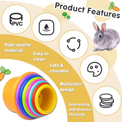 8 Pcs Colorful Stacking Cups for Rabbits, Colorful Bunny Cups for Rabbits and Small Animals, Nesting Rabbit Cups of Different Sizes, Bunny Stacking Cups for Hiding Food and Playing - color: Rainbow