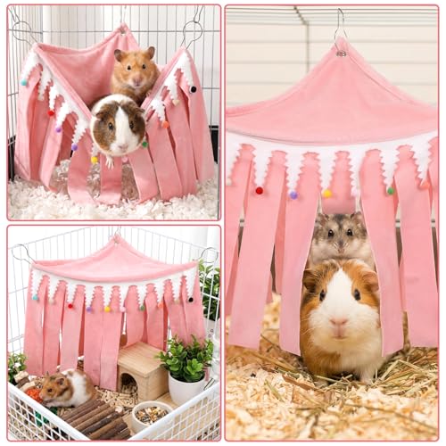 Guinea Pig Hideout, Guinea Pig Cage Accessories | Three-Sided Fringes Pets Corner Hideout for Guineas Pigs for Guineas Pigs, Bunny, Chinchilla, Hamster, Rabbit
