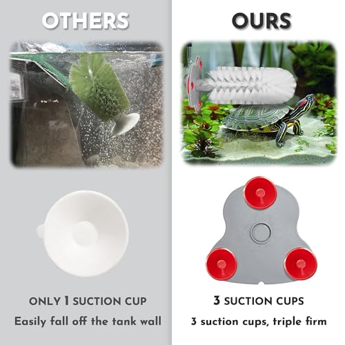 Turtle Brush with Suction Cup, Aquatic Turtle Tank Accessories - color: Red