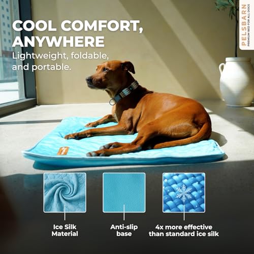 Dog Cooling Mat, Ice Silk Self-Cooling Pad, Light Blue, L - color: Light Blue, size: Large