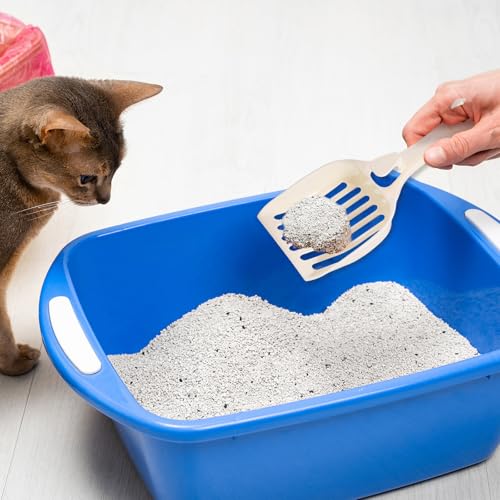 COMNICO Cat Litter Scoop, Durable Plastic Kitty Litter Sifter Scooper with Wide Slats Comfy Handle Deep Shovel Pooper Lifter Captures All Clumps for Easy Sifting Pine Pellets Box (Milky White)