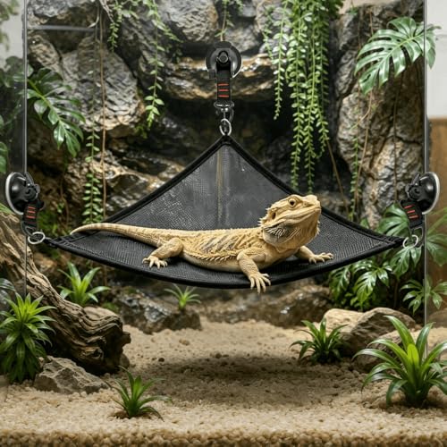 Bearded Lizard Hammock - Breathable mesh Hammock, Suitable for use by Lizards, Salamanders, Chameleons, Geckos, Snakes and Chameleon-Like Animals.