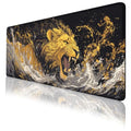 Lion Roaring Desk Mat Gaming Mouse Pad Cool Animal Black Gold Wildlife XL Mouse Pad Large Mousepad Extended Laptop Keyboard Mat Gaming Desk Pad Mouse Mat Office Computer Keyboard Laptop Home - color: Lion Roaring, size: 31.5L x 11.8W inches