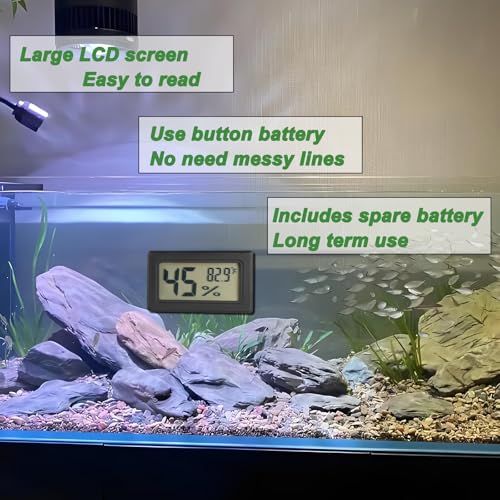 Reptile Thermometer and Humidity Gauge Digtal Terrarium Thermometer Rectangle Bearded Dragon Cage Accessories Reptile Temp and Humidity Gauge for Leopard Gecko Hermit Crab Gecko Lizard Etc 2pc - size: rectangle