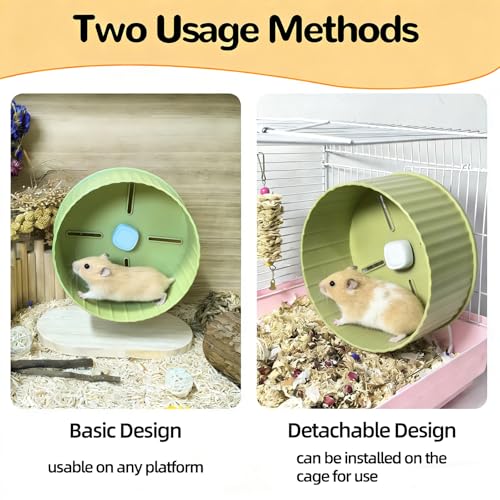 6.7in Silent Hamster Exercise Wheel Hamster Toy Cage Accessories with Adjustable Stand for Juvenile Gerbils Dwarf Hamsters (Green) - color: Green