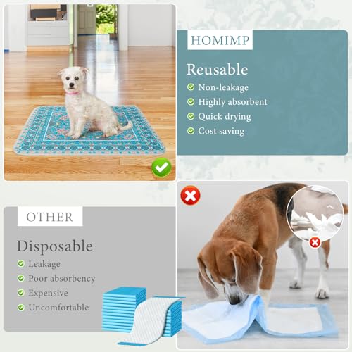 Homimp Washable Pee Pads for Dogs, 4 Pack Reusable Puppy Pads, Absorbent and Leakproof Dog Pee Pads, Non Slip Puppy Training Pads, Pet Mat for Floor, Crate, Couch, Whelping, 36"x36" - size: 36"x36"(Pack of 4)