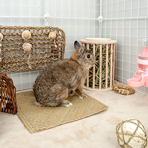 andwe Hay Feeder Less Wasted Wooden Food Feeding Rack for Rabbit Guinea Pig Chinchilla - Standing Pet-self Feeding Hay Manage