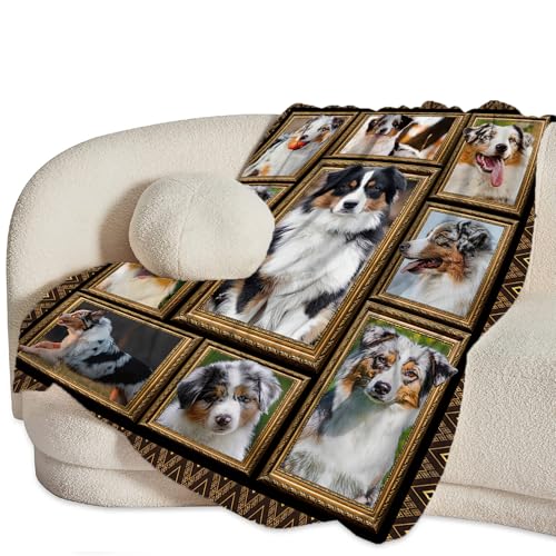 Australian Shepherd Blanket, Dog Throw Blankets, Animal Fuzzy Plush Blanket Ultra Soft for Dog Lover Gift Kids Teens Women Men Girls Boys Stuff Decor for Home Bedding Sofas Couch Camping 80"X60" - color: Australian Shepherd, size: 80"x60"