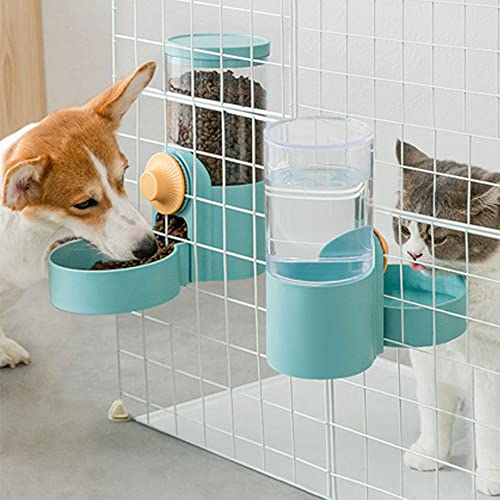 Pet Hanging Automatic Feeders Drinking Bowls 40oz, Auto Gravity Pet Feeding Water Set, Cage Pet Feeding Bowls Dispenser for Cats Dogs Puppy, Rabbit Hamsters Chinchilla Hedgehog (Green-Water) - color: Green-Water
