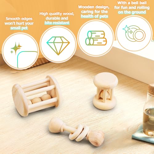 AOWPFVV Wooden Bunny Toys,Safe Rabbit Toys for Guinea Pigs,Small Animals | Teeth Grinding,Enrichment,Boredom Breaker,Chew Toys for Chinchillas,Hamster,Rats Indoor&Outdoor