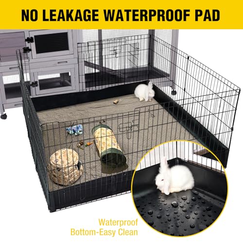 Aivituvin Rabbit Playpen Pet Pen Small Animal Cage with Waterproof Liner - Extension Playpen - color: Black