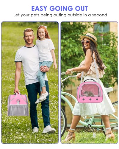 Bissap Guinea Pig Carrier Bag, Portable Small Animal Carrier Pouch for Hamster Chinchilla Bunny Hedgehog Lizard Bearded Dragon Bird Outgoing Reptile Travel Carrying Case - Pink - color: Pink