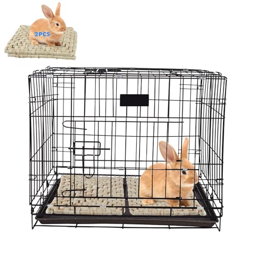 Rabbit Grass Mat,Corn husk Woven Natural Grass Bed Mat for Small Animals,Non-Toxic & Durable Chew Toy Nest Pad,Ideal Cage & Playpen Bottom Mat for Rabbits,Guinea Pigs,Hamsters,Rats & Parrots (2pcs) - size: 2pcs