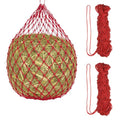 Slow Feeder Hay Net, 40" Length 2" Holes Strong Load-Bearing, Nylon Slow Feed Bag Hay Feeder, (Red, 2 Pcs), Intended for Horses/Goats/Trailer/Stall - color: Red
