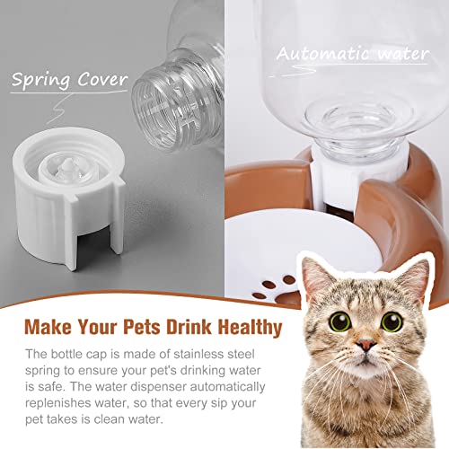 Dog Bowls, Cat Food and Water Bowl Set with Water Dispenser and Stainless Steel Bowl for Cats and Small Dogs - Brown - color: Brown