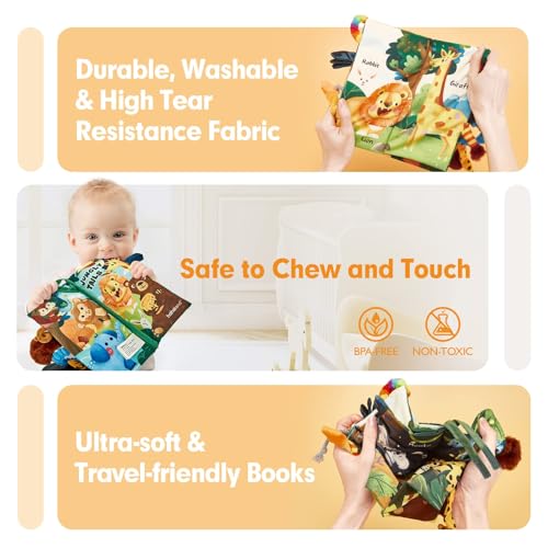 hahaland Baby Books 0-6 Months,Infant Tummy Time Toy Sensory Toys | 6 to 12 Months Touch Feel Book Travel Toy Gifts for Boy Girl 0-3 Month Baby Shower Birthday Easter Basket Stuffers 1PCS - style: A - Jungle - 1 Book