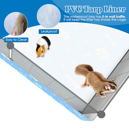 2-Story Guinea Pig Cages with Tarp, Large C&C Loft Cage for Rabbit Bunny Puppy Small Animal Indoor Dog Playpen Pet Exercise Enclosure, 25 Panels