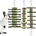 ERKOON Bunny Chew Toys, Rabbit Chew Toys for Teeth Grinding, Improve Dental Health, 100% Natural Apple Wood Timothy Grass Cake Treats for Rabbits Guinea Pigs Chinchillas Bunnies Hamsters (3 Pcs) - style: 3 Pcs