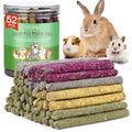 52Pcs Rabbit Chew Sticks, Guinea Pig Toys, Natural Timothy Teeth Stick | Rabbit Bunny Chew Sticks Toys for Teeth Mixing Flowers, Roses, Calendula and Forget Me Not, Small Animals Treats - size: 52Pack-Sticks