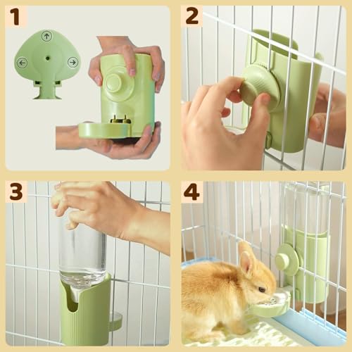 Rabbit Water Bottle, 600ml/21oz Hanging Water Dispenser Feeder Cage Crate Hutch Bunny Puppy Cat Chinchilla Ferret Guinea Pigs Squirrel Hedgehog (Pink)