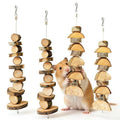 4 Pack Small Animal Chew Toys, Natural Apple Wood Sticks Hanging Chew String for Hamsters, Rabbits, Chinchillas, Guinea Pigs - Dental Molar Treats & Cage Accessories