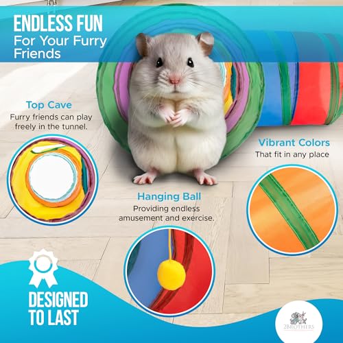 Tunnels with 3-Way Entrance - Cozy, Washable Guinea Pig Hideout - Interactive Cage Toys (Multicolor) - color: Multicolor