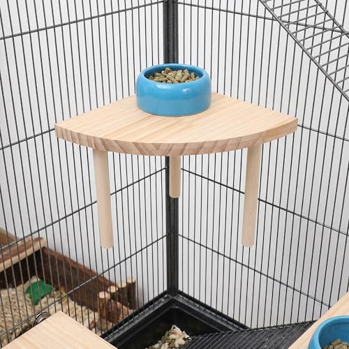 NOLITOY Hamster Platform Fan Shaped Wooden Cage Accessory Space-Saving Small Pet Climbing and Resting Stand Multi-Use Hamster Cage Platform for Hamsters Gerbils and Small Animals