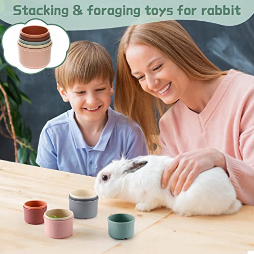 8 Pcs Stacking Cups for Bunny, Multi-Colored Reusable Rabbits Bunny Toys | MEWTOGO, Hiding Food and Playing, Keeping Bunnies Busy, Safe Plastic, Nesting Toys for Guinea Pig Hamster Gifts, 8 Sizes - color: Pastel