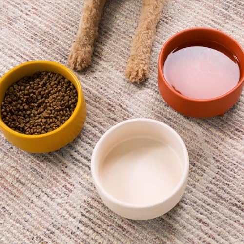 Waggo Uplift Ceramic Dog Bowl for Small Medium and Large Breeds - Heavyweight and Durable Pet Food and Water Dish Crock, Dishwasher Safe, Modern, Elevated Feeder (Mustard, Small) - color: Mustard, size: Small