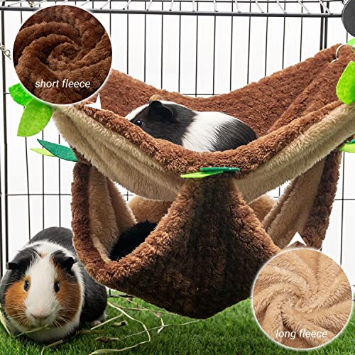 Guinea Pig Hideout, Hammock & Tunnel, Washable Cage Accessories | Warm Soft Fleece Pet House for Guinea Pig, Hamster, Rat, Chinchilla - size: One Size with Chain