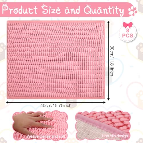 SHENLIU 8Pcs Guinea Pig Cage Liner 16x12 Inch Rabbit Cage Liner Bedding Reusable Guinea Pig Mat Pad Washable Training Pad Animal Sleeping Bedding Mat for Small Animals, Bunny (Gray, Green, Pink, Blue)