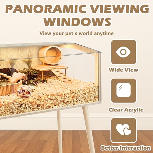 PROLEE Hamster Cage with Legs, Guinea Pig Cages Chew Proof, Hamster House, Hamster Cages and Habitats, Small Animal Cage, 48" L x 20" W x 47.5" H - size: 48.0"L x 20.0"W x 47.5"H
