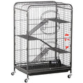 Yaheetech 37-inch Metal Ferret Chinchilla Cage Indoor Outdoor Small Animals Hutch w/ 2 Front Doors/Feeder/Wheels for Squirrel,Black - size: 37"