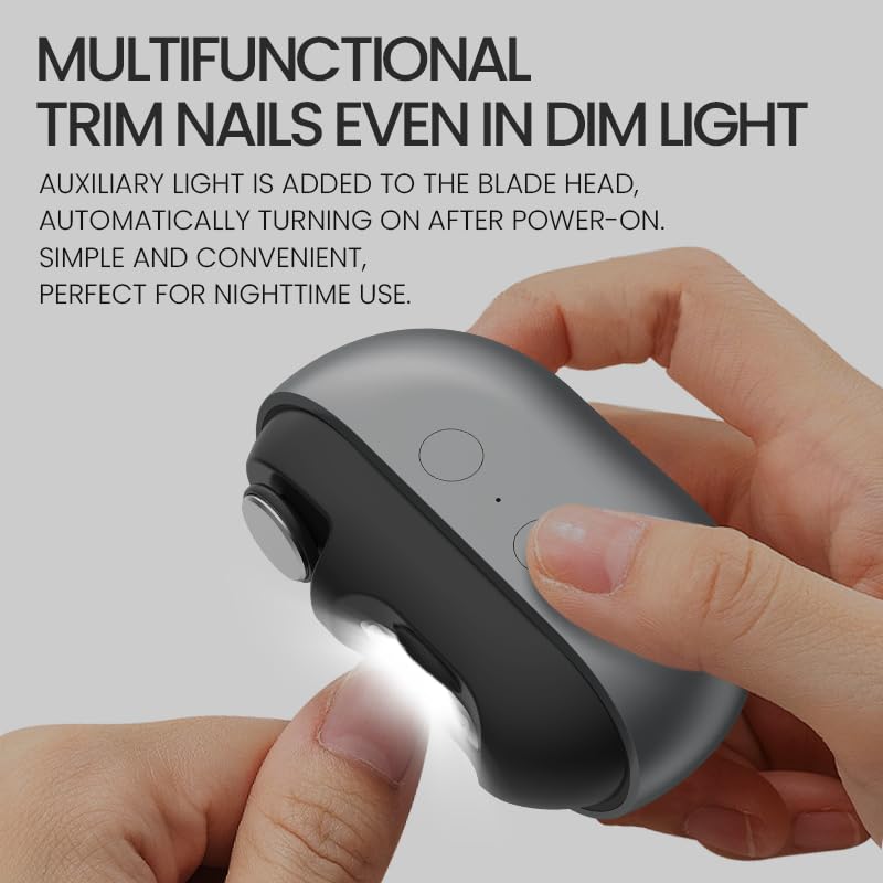 Electric Nail Clipper, Automatic Nail Clipper 2 Speed Settings with LED Light Smart 3-in-1 Nail Trimmer USB Charging Electric Toenail Clippers, for Children, Adults, and the Elderly