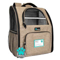 PetAmi Dog Backpack Carrier Airline Approved Cat Pet Puppy Bag, Taupe | Ideal for Small Medium Large Pet up to 18 lb, 2 Side Entry Structured No-Collapse Frame, Ventilated Bookbag for Hiking Travel - color: Heather Taupe