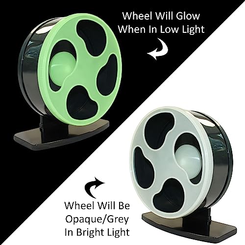 Moon Runner 9" Exercise Wheel for Hamsters - Super Silent Glow in The Dark Wheel with Adjustable Stand
