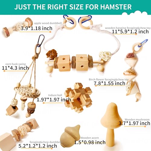 8 PCs Hamster Toys for Hamster, Gerbils, Mice, Rats and Other Small Animals to Chew and Play - Natural Molar Toys to Induce Teeth Grinding & Reduce Boredom and Depression - style: Style-A