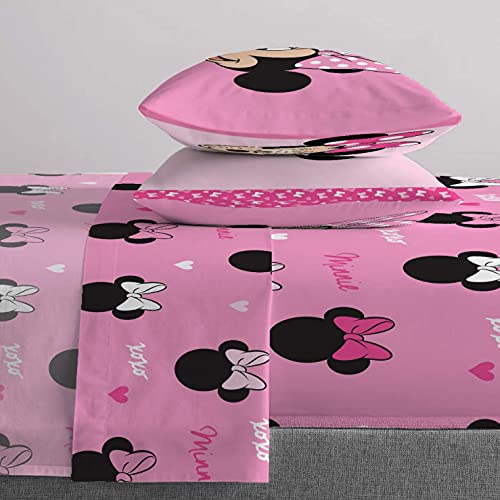Jay Franco Disney Minnie Mouse Hearts N Love 9-Piece Full Bedding Bundle- Includes Bed Set, Drapes Set