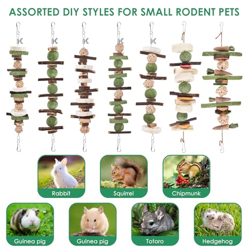 KATUMO Rabbit Chew Toys, 134 PCS DIY Hamster Chew Toys Kit Bunny Teeth Care Molar Ideal for Rabbit, Guinea Pig, Chinchilla, Hamster, Squirrel, Gerbils Etc Small Rodent Pets' Teeth Grinding - style: 134 PCS