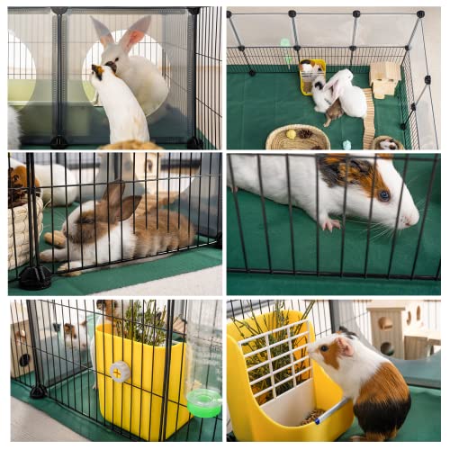 DINMO 36 Panels Small Animal Playpen with Oxford Mat & Game Holes, 60.2 x 24.8 x 24.8 inches, Kitten Enclosure, Rabbit Cage, Bunny Play Pen, Iron Mesh & Plastic Combination, Visualization, DIY - style: Plastic and Metal Mesh Design