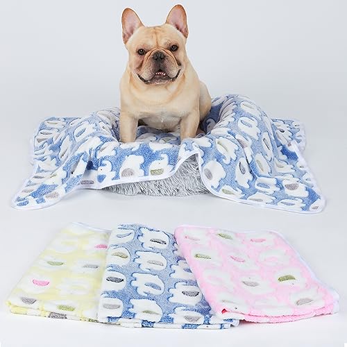2 Pack 3 Blankets Super Soft Fluffy Premium Cute Elephant Pattern Pet Blanket Flannel Throw for Dog Puppy Cat Blue/Pink/Yellow Small(23x16 inch) - color: Blue/Pink/Yellow, size: 23x16 inch (Pack of 6)