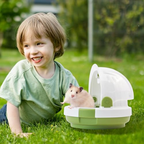 Hamster Carrier Cage with Water Bottle,Portable Dwarf Hamster Travel Carrier Plastic Guinea Pig Carrier Small Animal Breathable Outdoor Cage for Hamsters Chinchillas Hedgehog (Green) - color: 【Green】