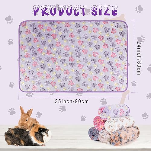 YUEPET 6 Pack Waterproof Guinea Pig Blankets, Fleece Cage Liners, M | Guinea Pig Fleece Cage Liners, Waterproof Backing, Machine Washable, Soft Fleece bunny blanket, 35 x 24 in - color: Purple+blue+beige+white+pink+coffee, size: M-35"×24"